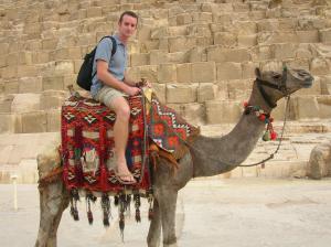 The author being held captive on a camel.