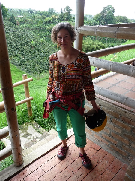 Just about to go ziplining in a coffee plantation in Colombia. Such fun!