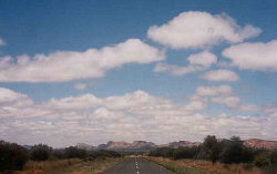 Driving towards the MacDonnell Ranges