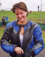 Sophie in racing leathers
