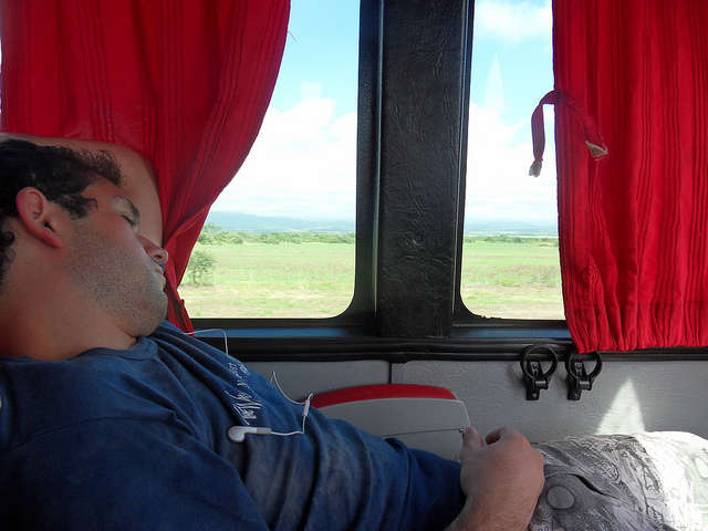 Sleeping on a bus