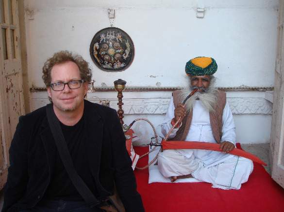 With a faux opium smoker in Jodhpur, India