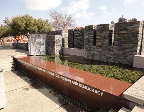 This memorial pays tribute to Hector Pietersen, who was gunned down during the 1976 Soweto student riots.