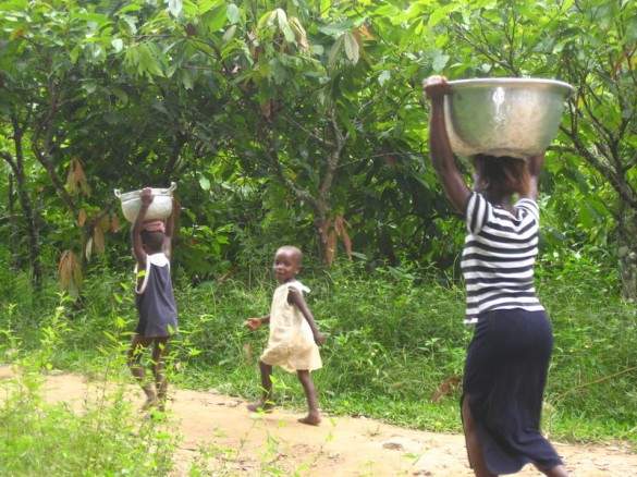 Family fetching water