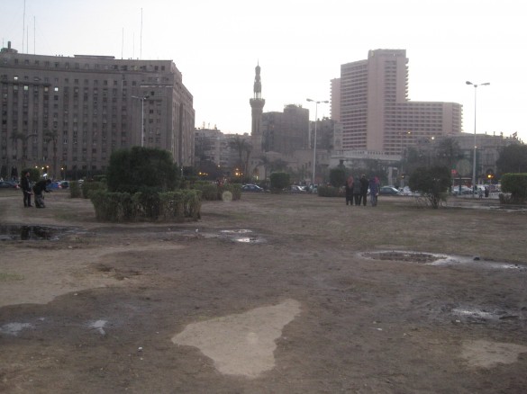 the grass at Tahir Square hasn't recovered yet.